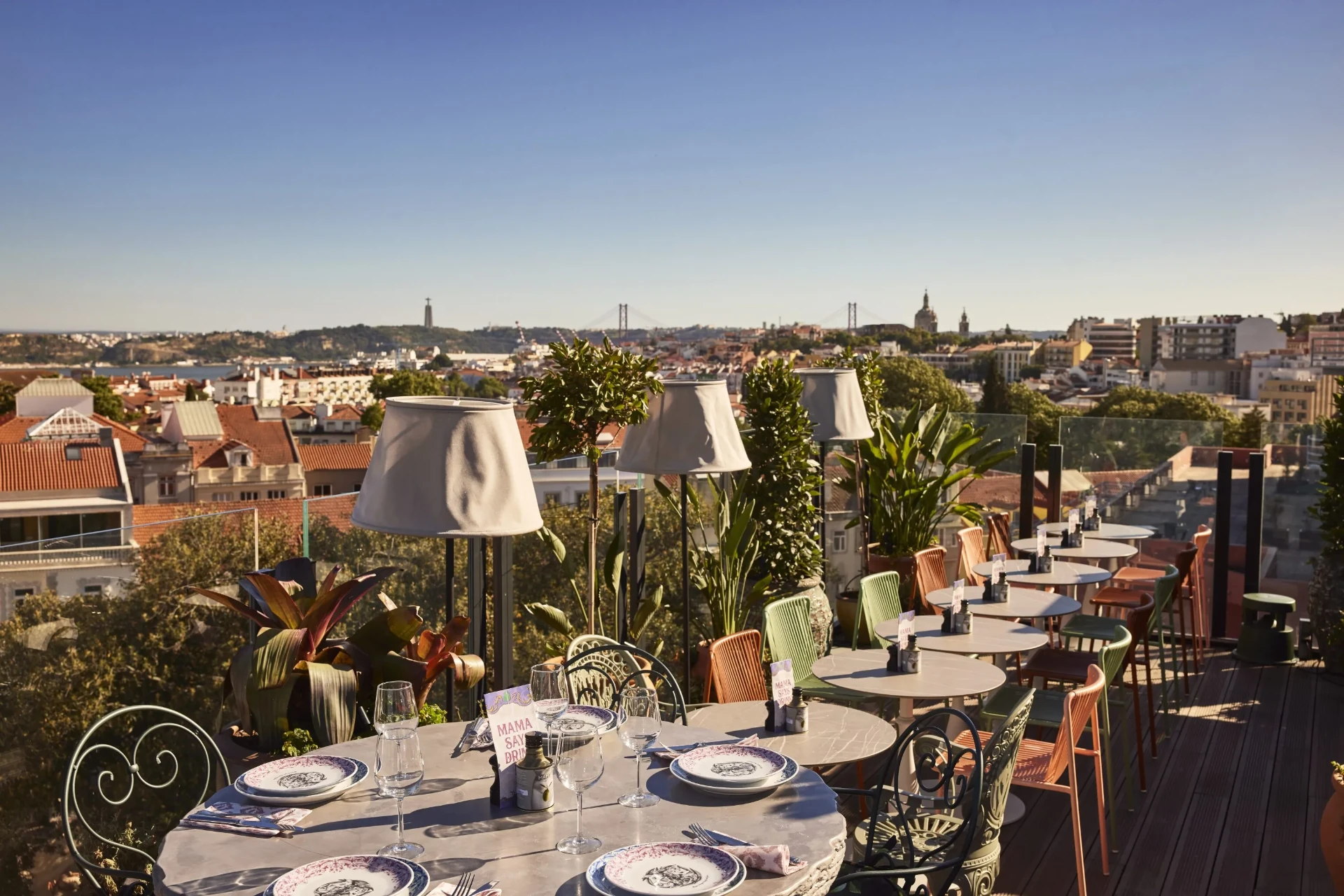 Mama Shelter Lisbon rooftop terrace with panoramic city views