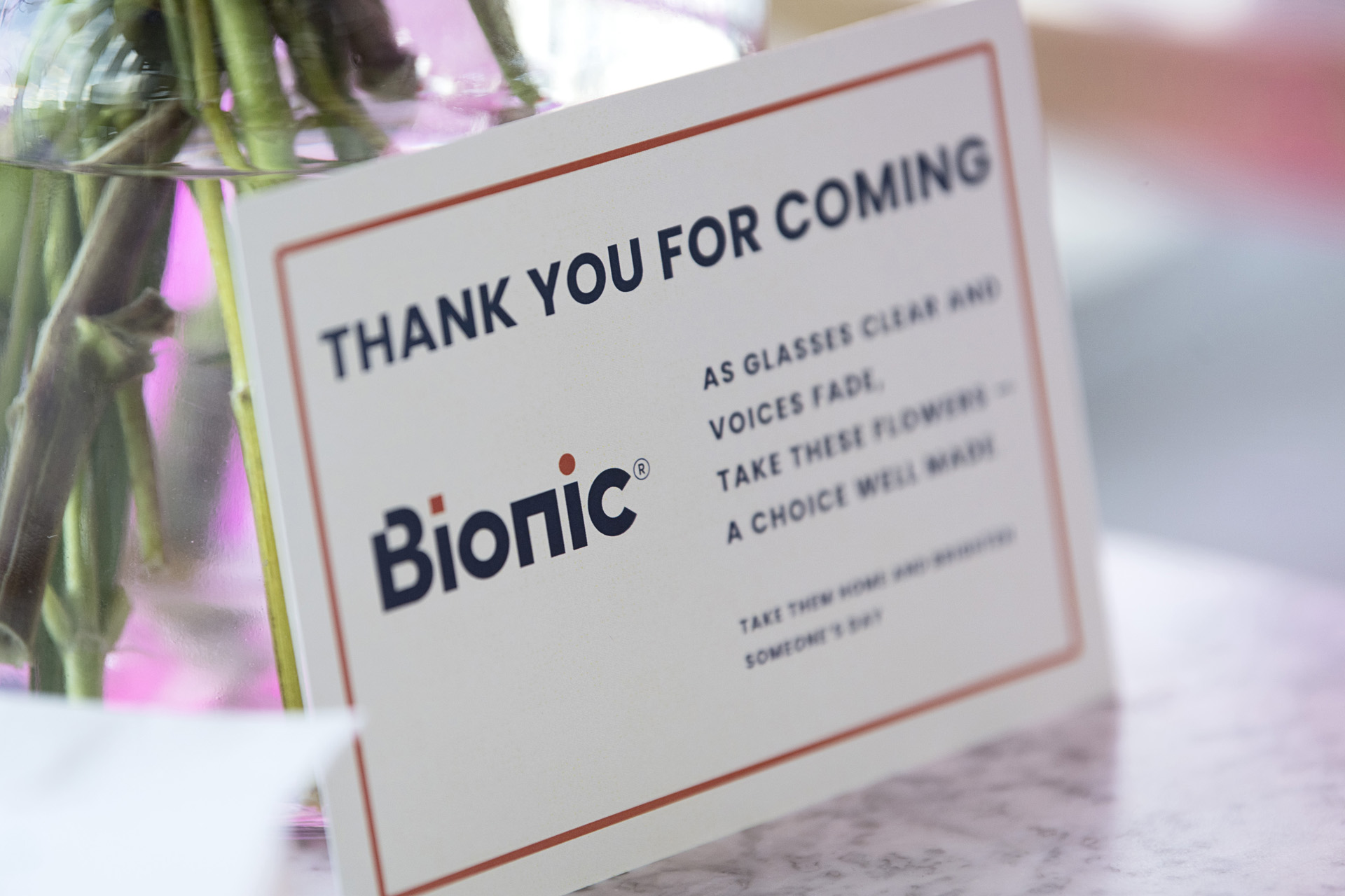 Bionic thank you for coming card detail