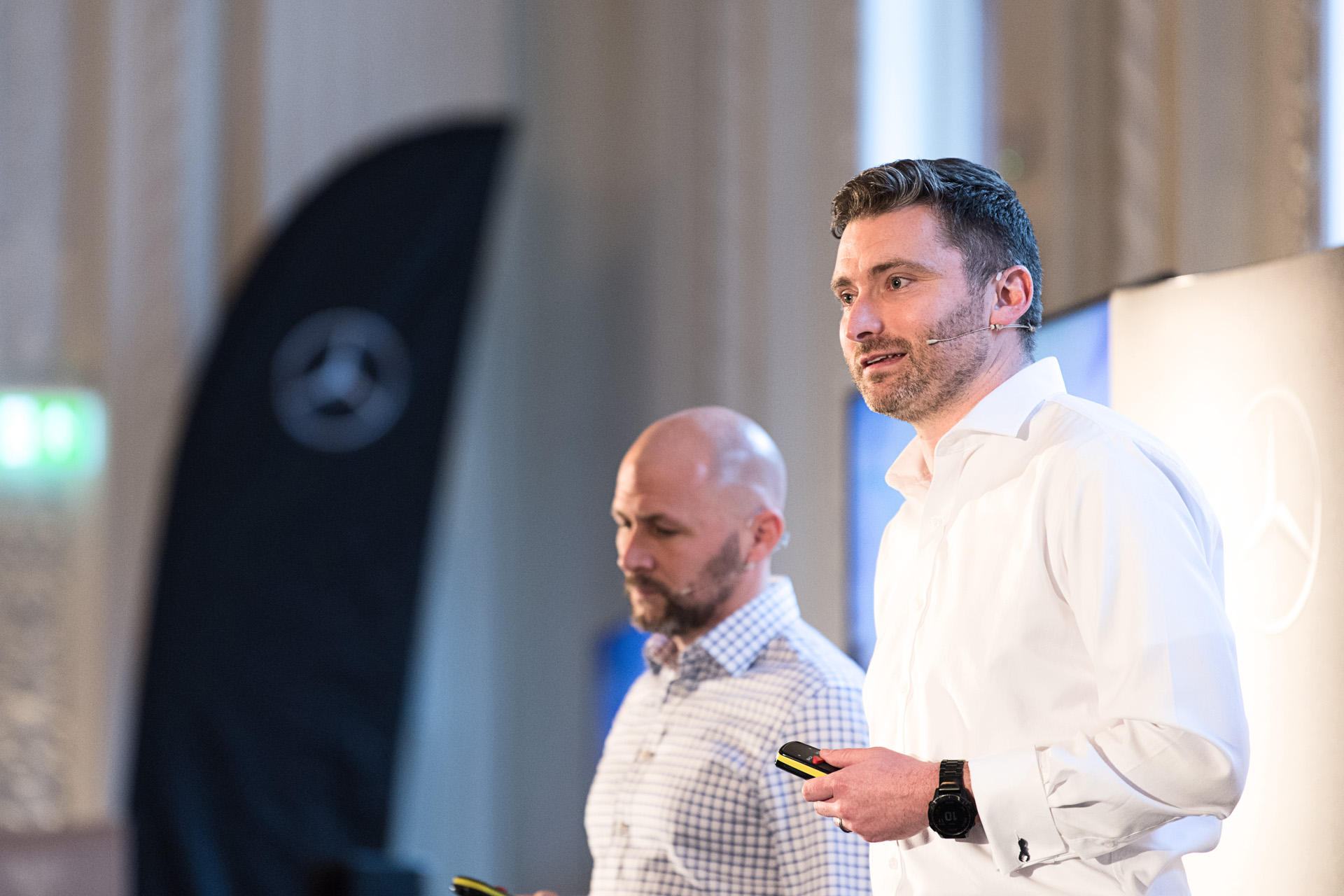 Two presenters delivering the keynote together