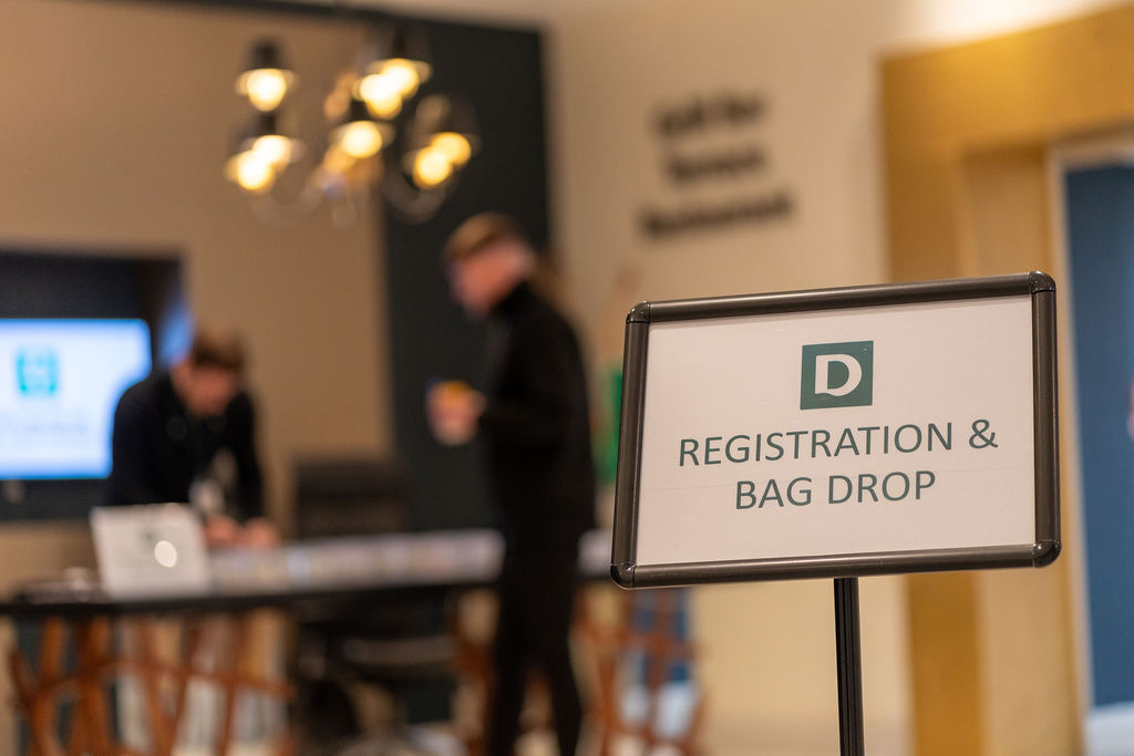 Branded registration and bag drop on arrival